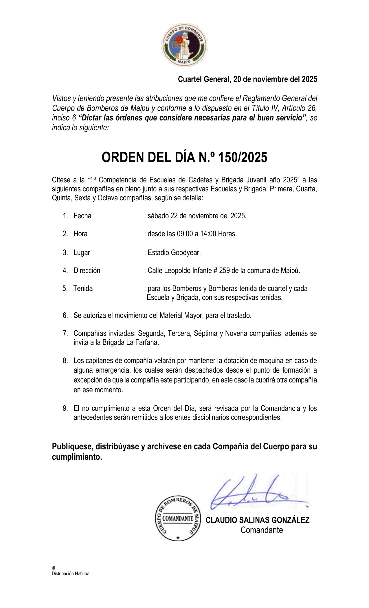 Página 1 de Orden del Día N° 150/2025