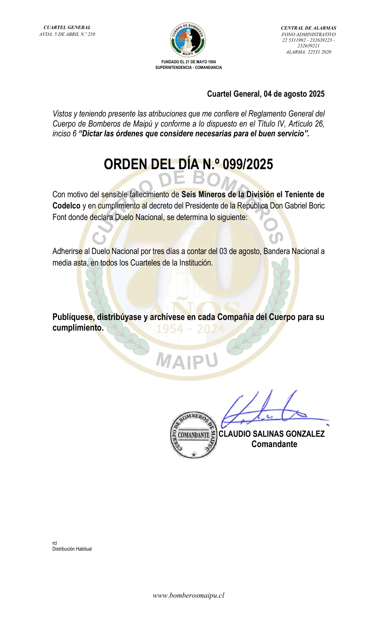Orden del Día N° 99/2025