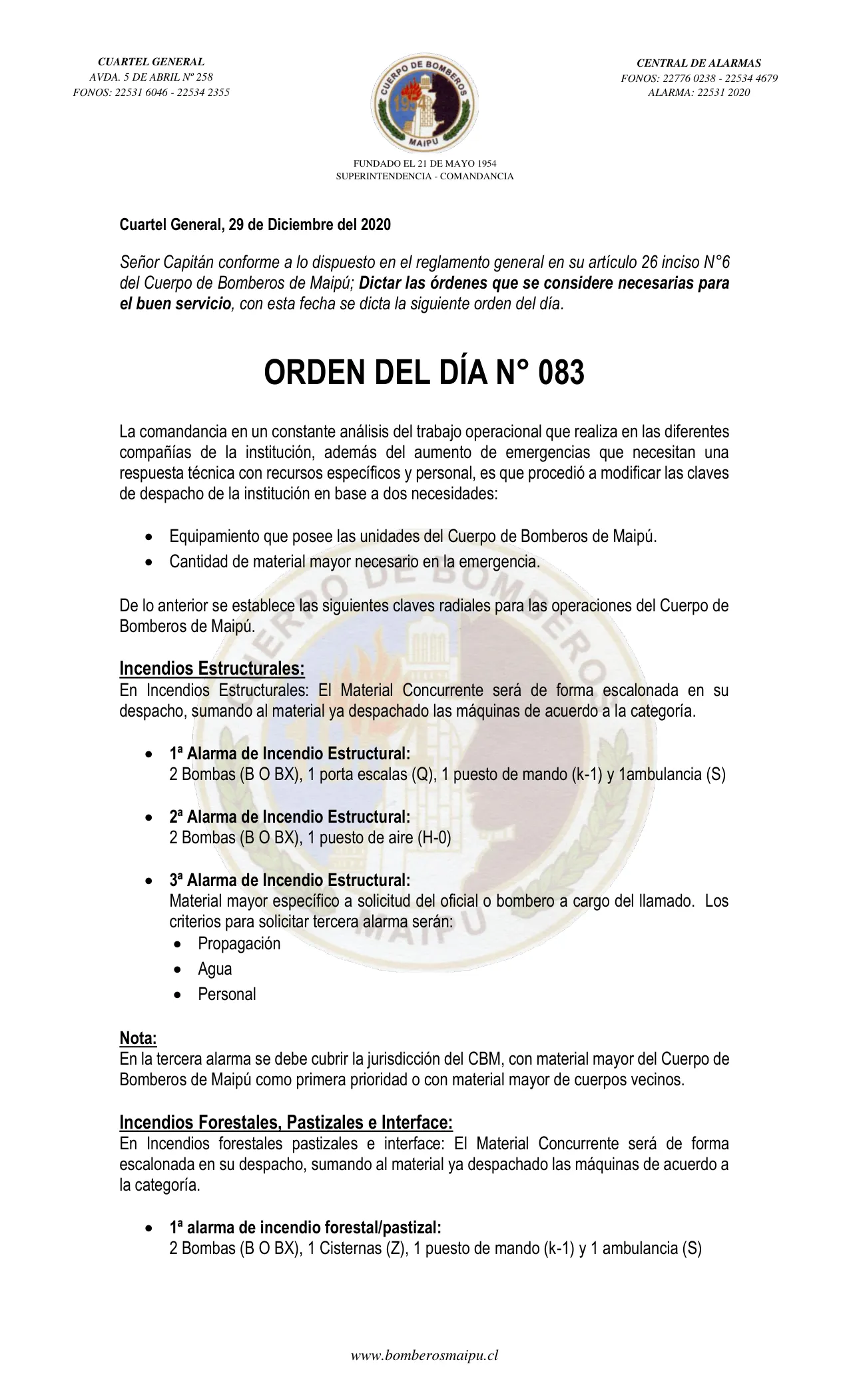 Página 1 de Orden del Día N° 83/2020