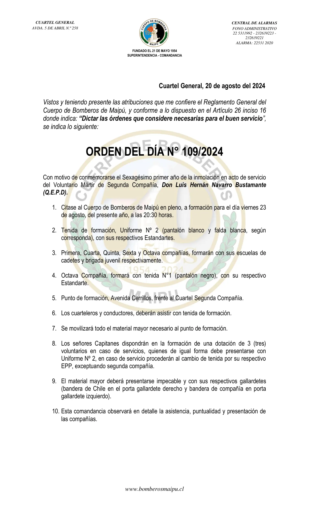 Página 1 de Orden del Día N° 109/2024