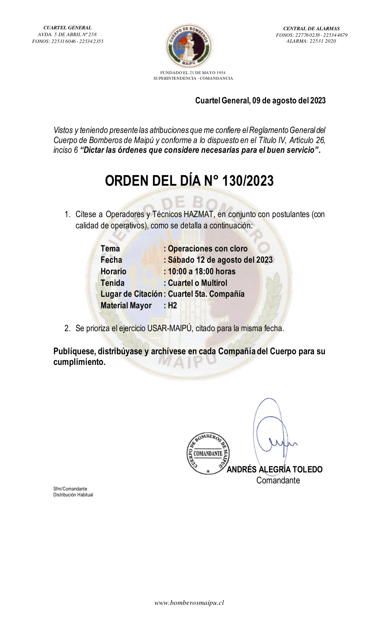 Página 1 de Orden del Día N° 130/2023