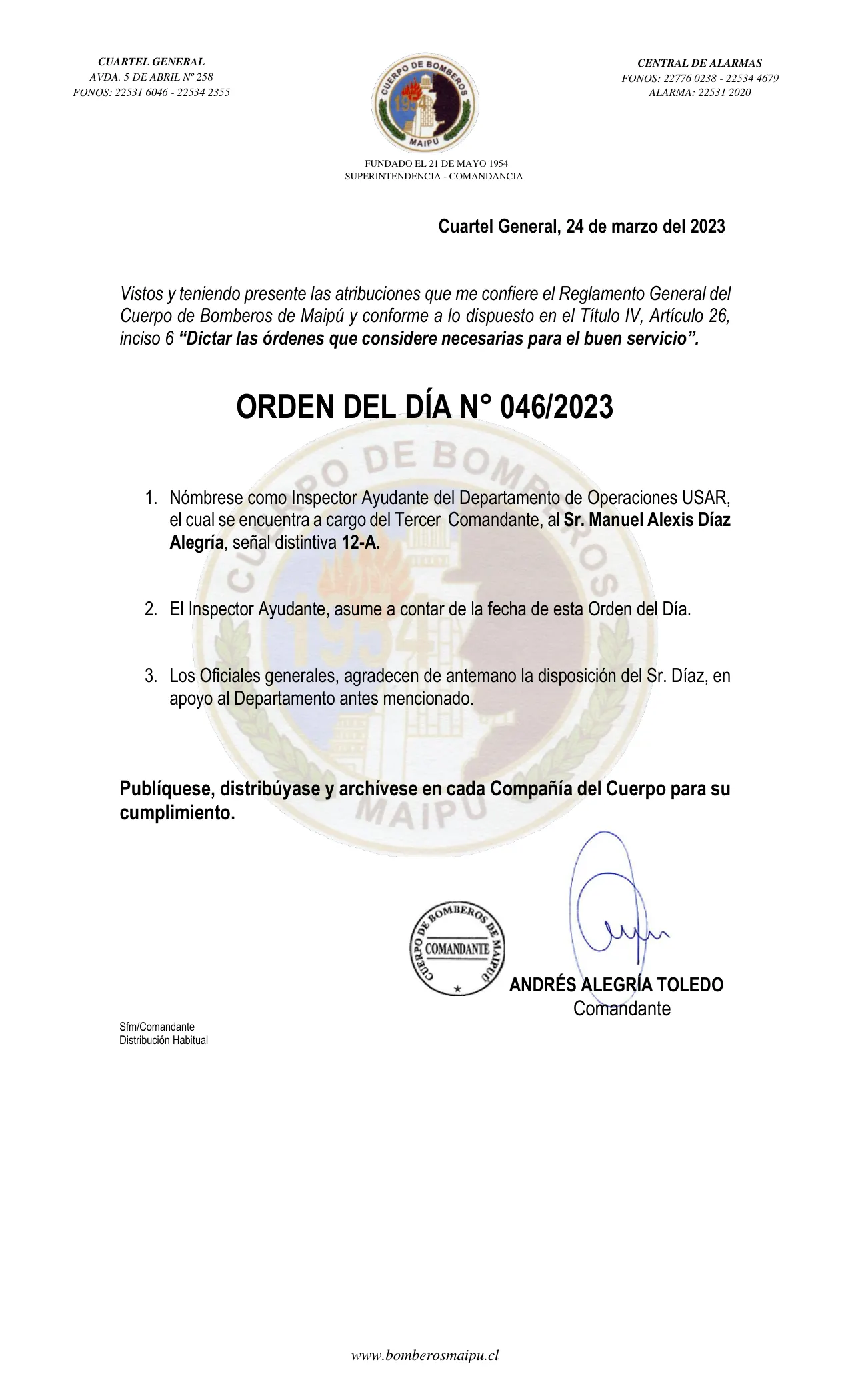 Página 1 de Orden del Día N° 46/2023