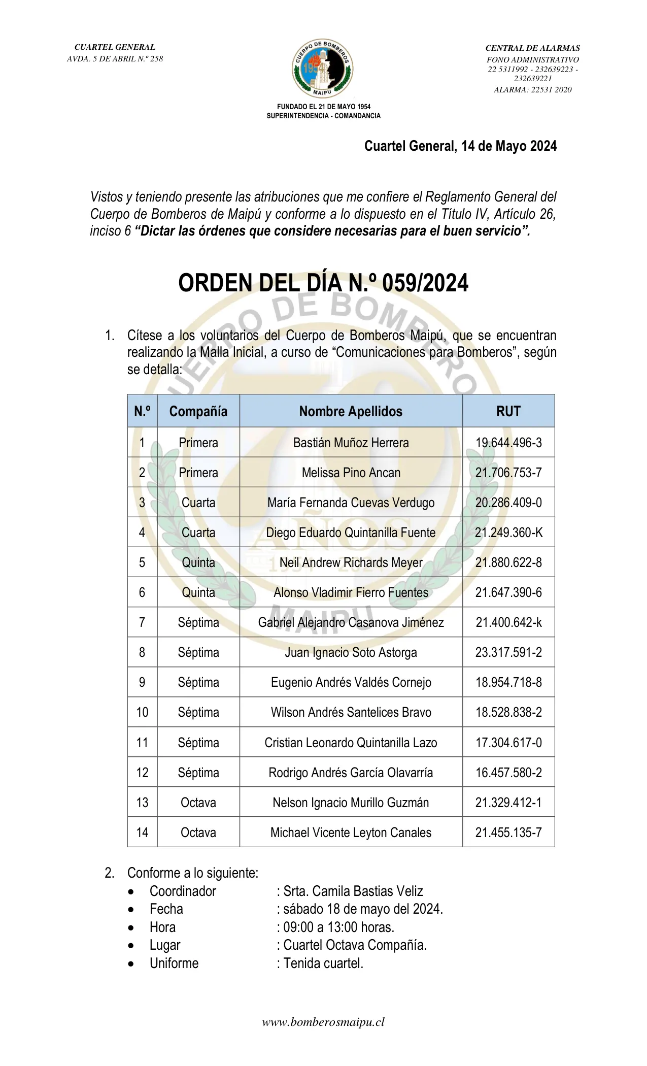 Página 1 de Orden del Día N° 59/2024