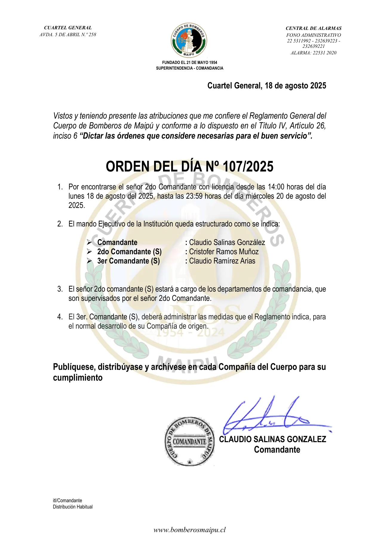 Orden del Día N° 107/2025