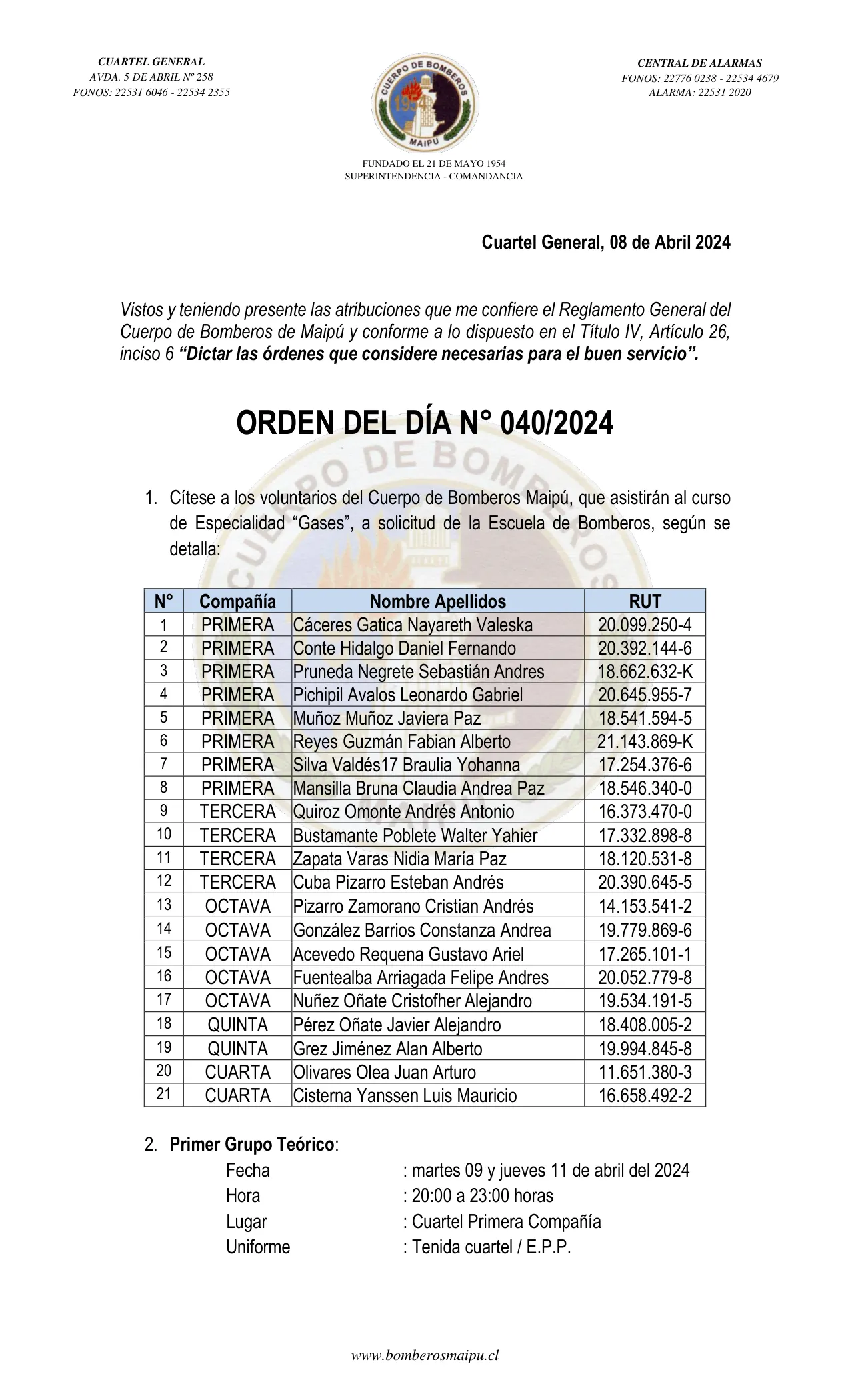 Página 1 de Orden del Día N° 40/2024