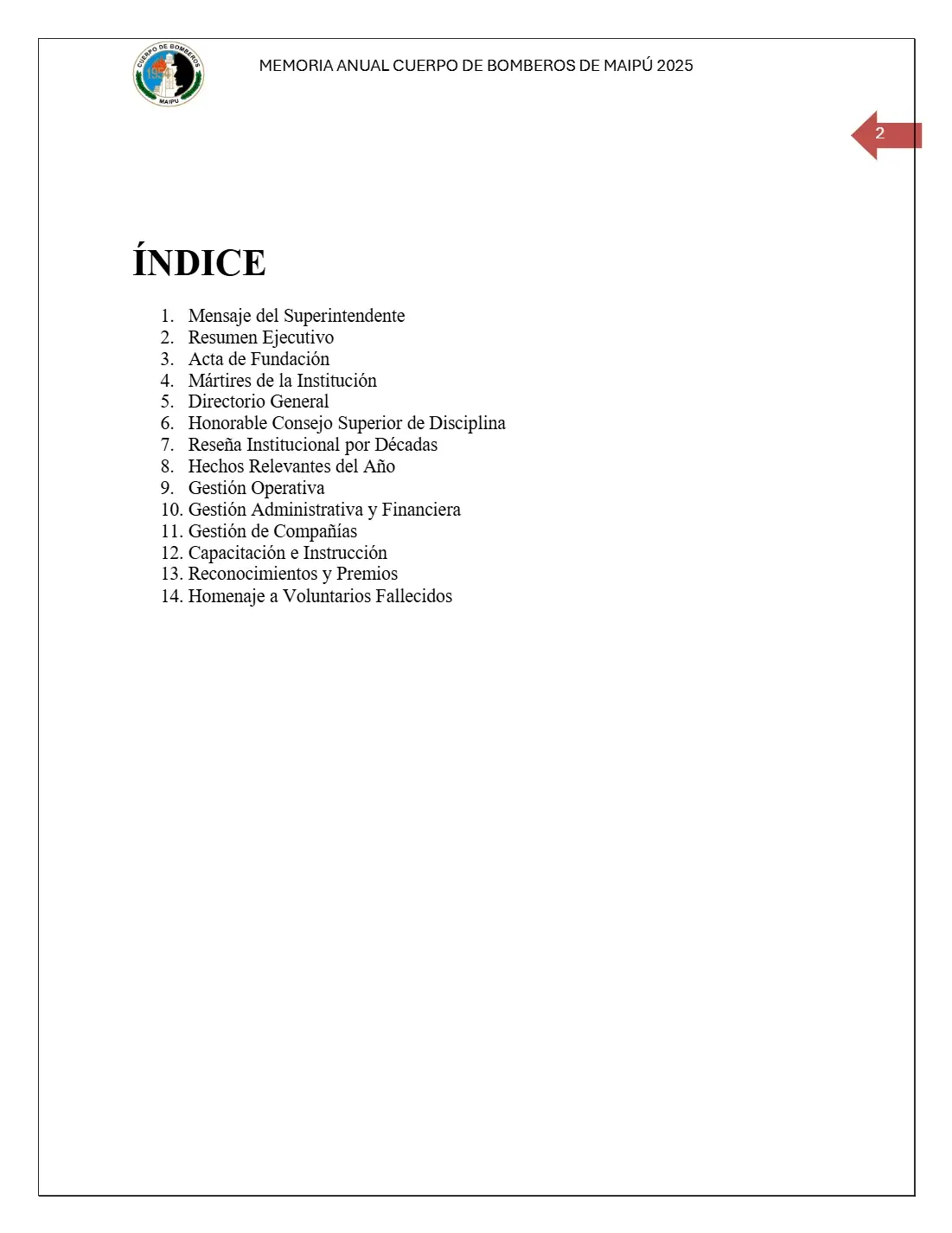 Página 2 de Memoria Anual 2025