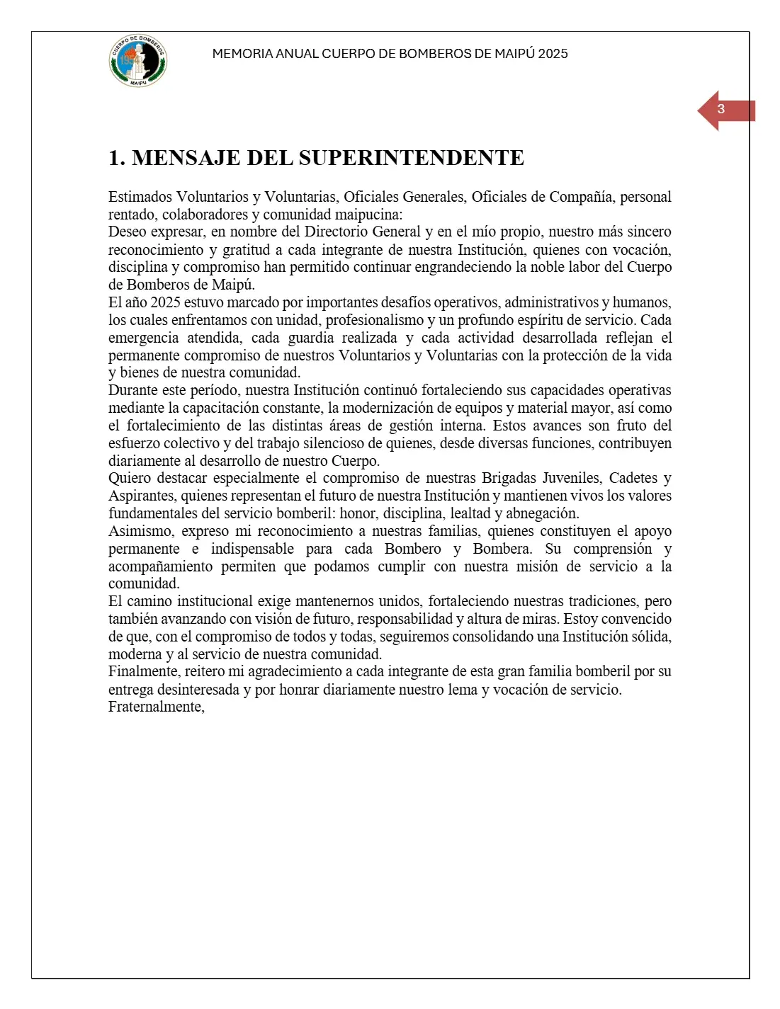 Página 3 de Memoria Anual 2025