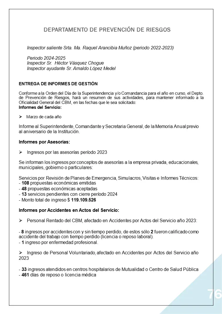 Página 76 de Memoria Anual 2023