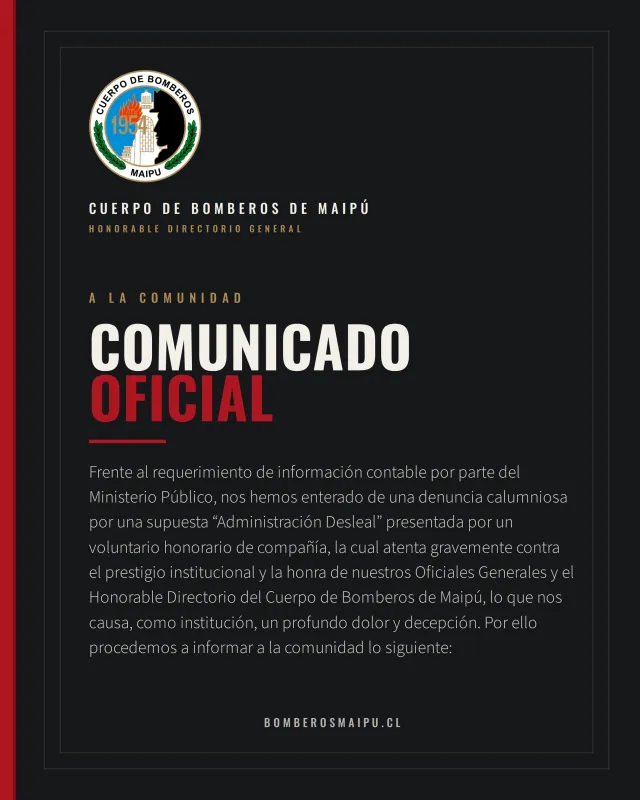 Cuerpo de Bomberos de Maipú: Comunicado Oficial